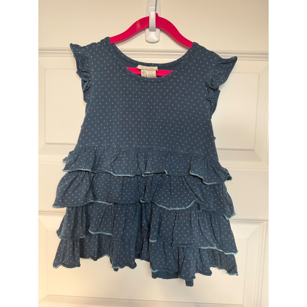 15.Matilda Jane Girls Teal Pink Polka Dot Ruffle Tiered Tunic Top Size 8